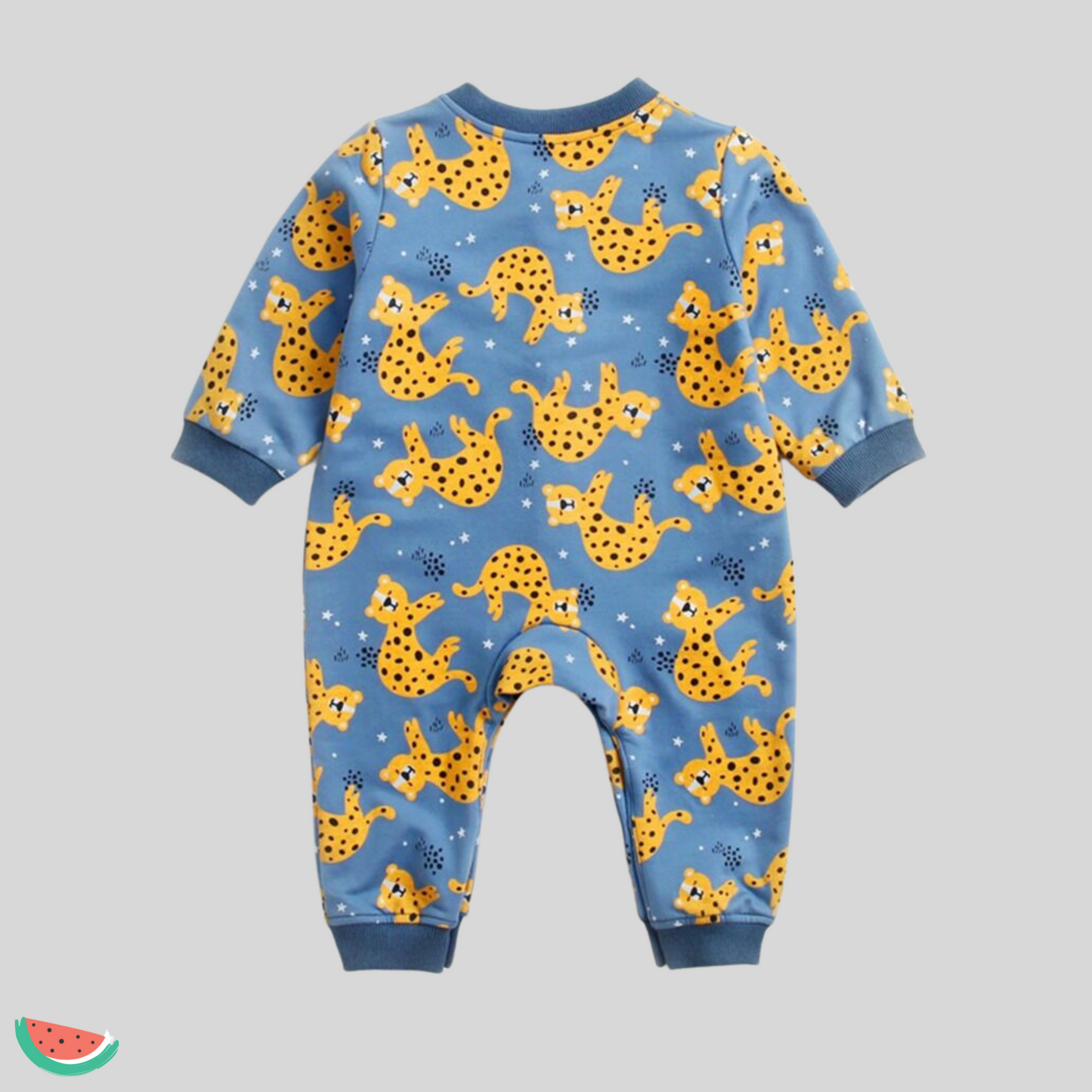 Blue with Leopard Babygrow
