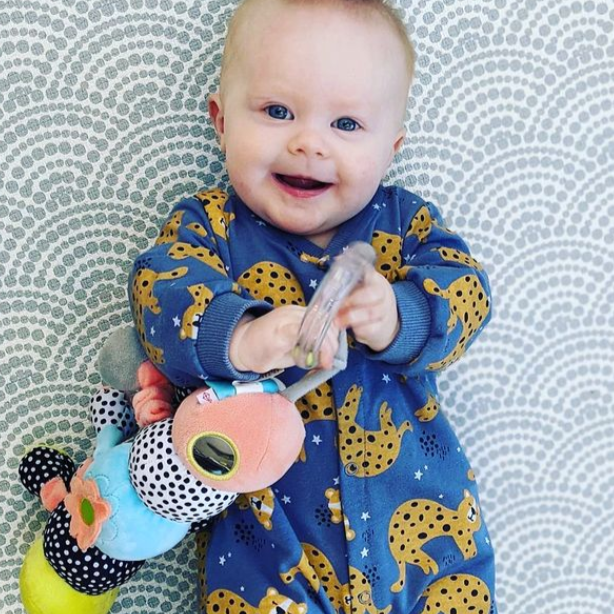 Blue with Leopard Babygrow
