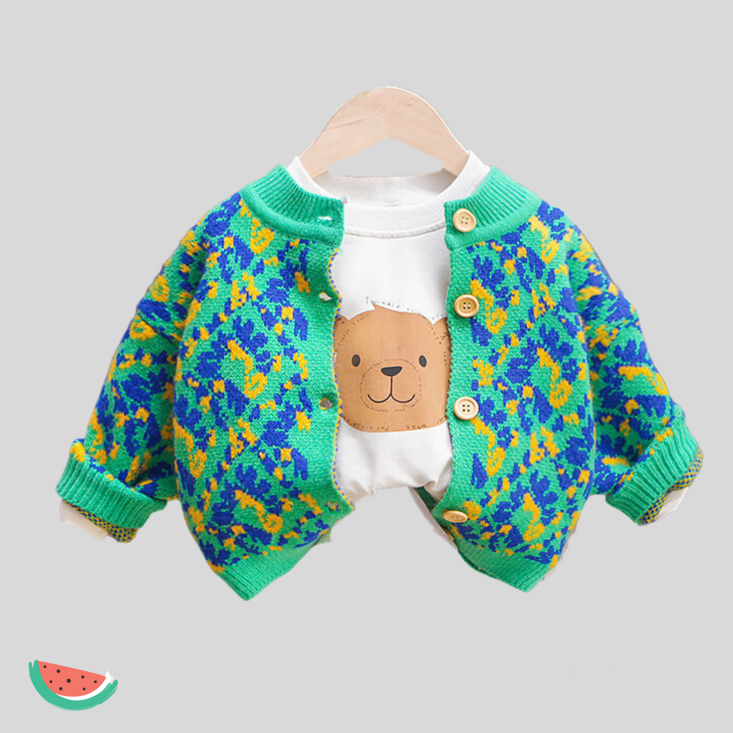 Green & Yellow Knit Cardigan