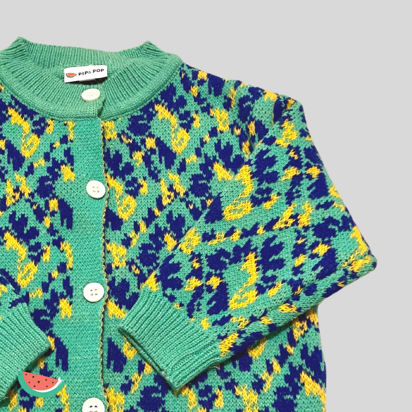 Green & Yellow Knit Cardigan