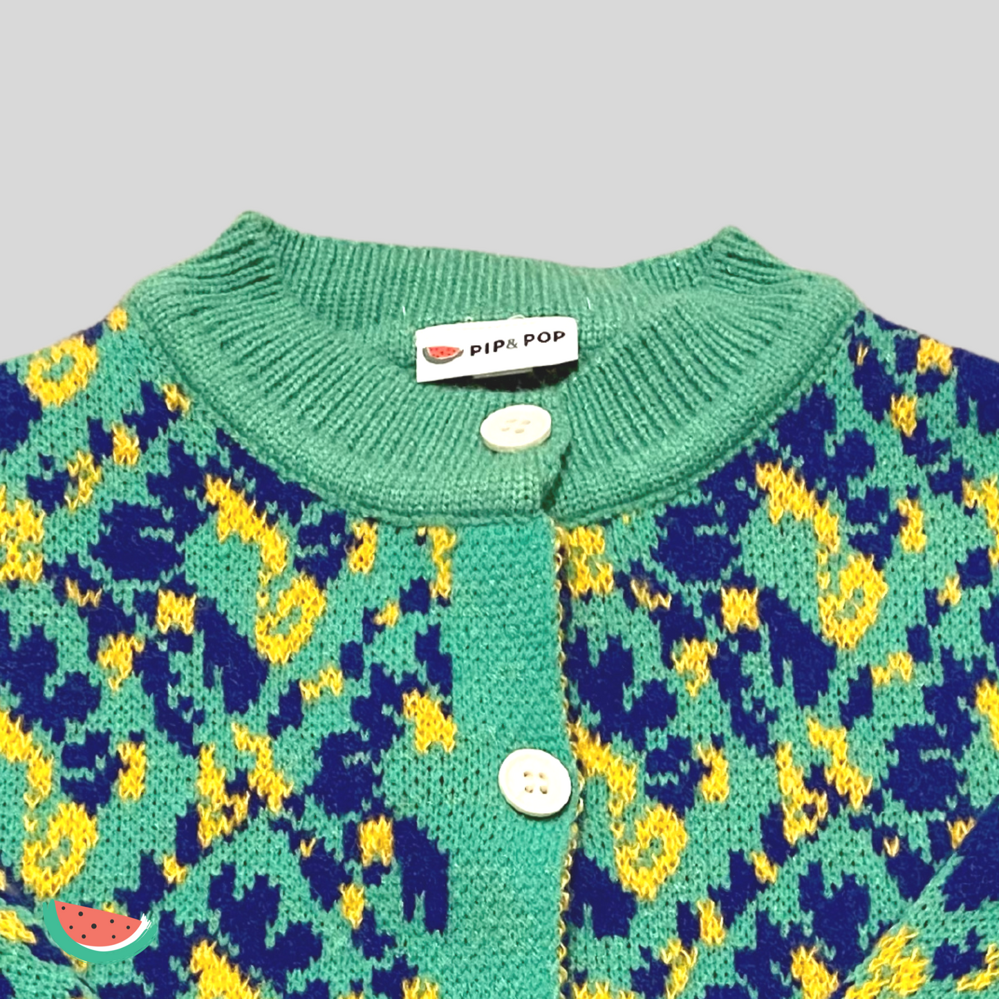 Green & Yellow Knit Cardigan