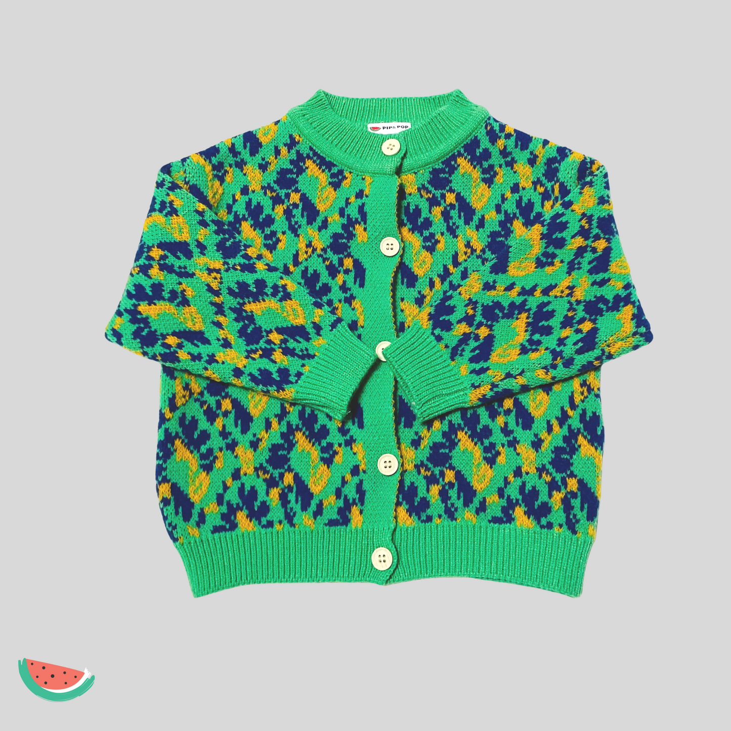 Green & Yellow Knit Cardigan