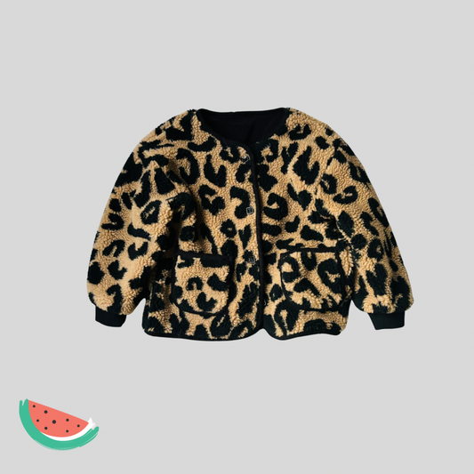 Leopard print fleece jacket