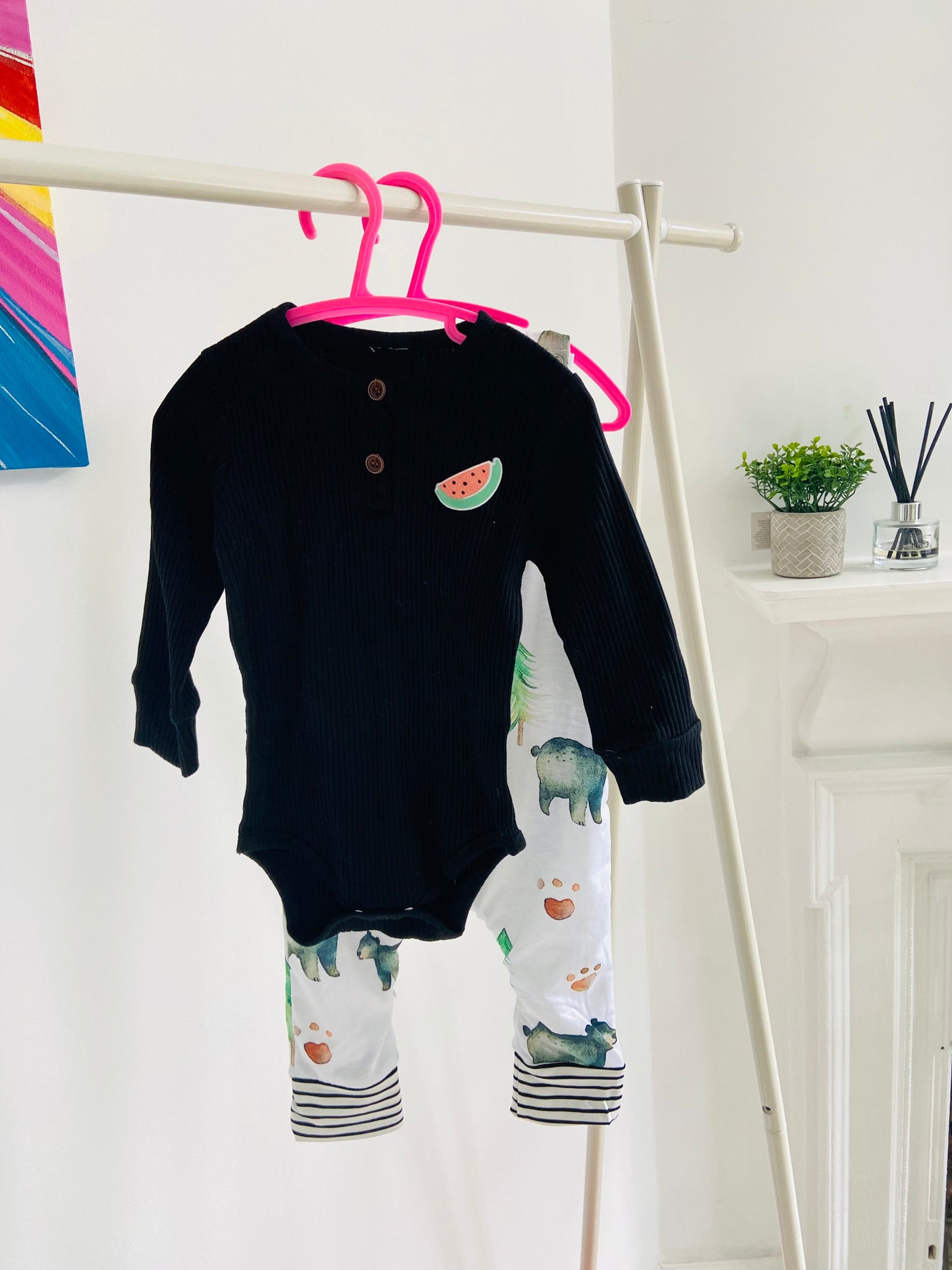 Black ribbed babygrow