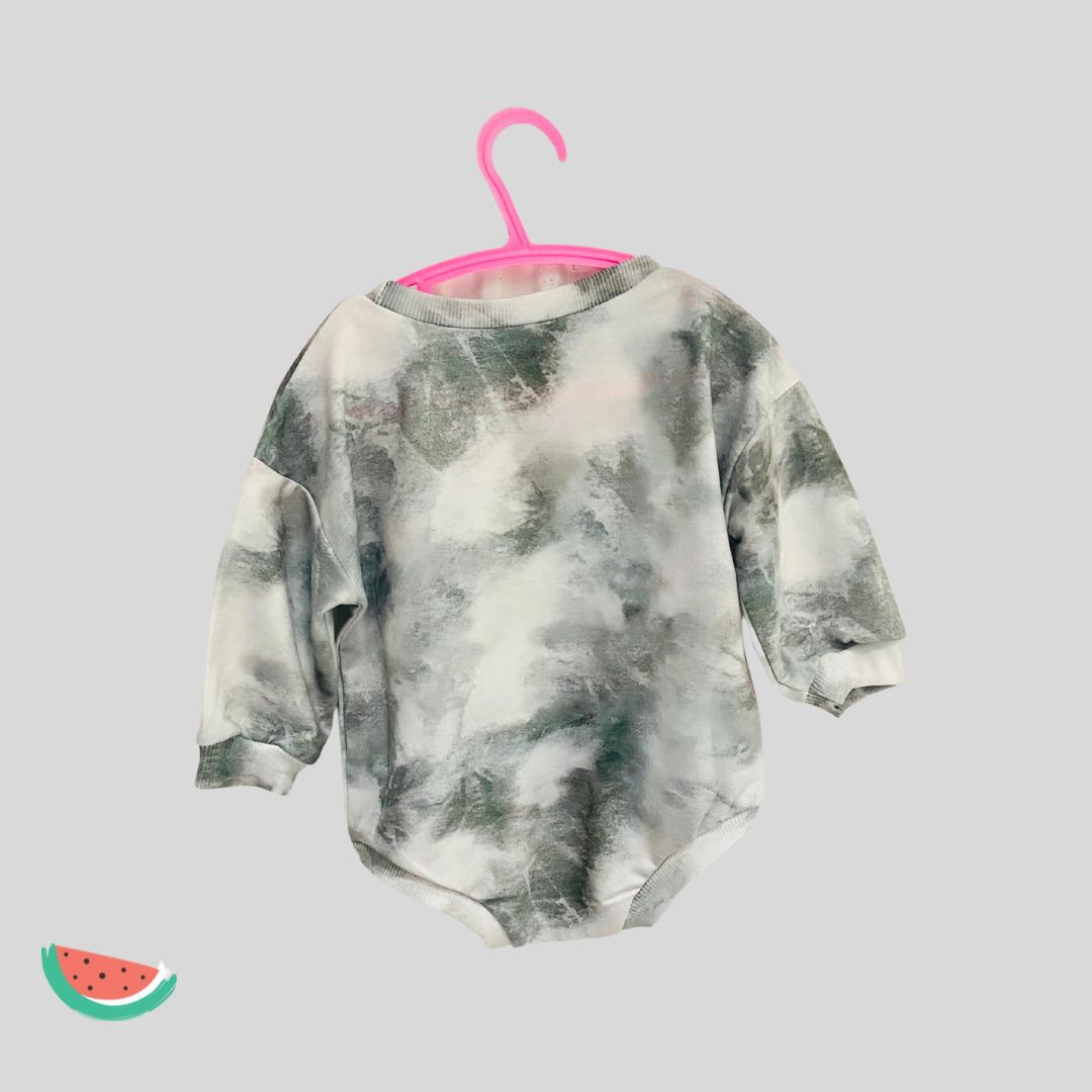 Green tie-dye oversize babygrow