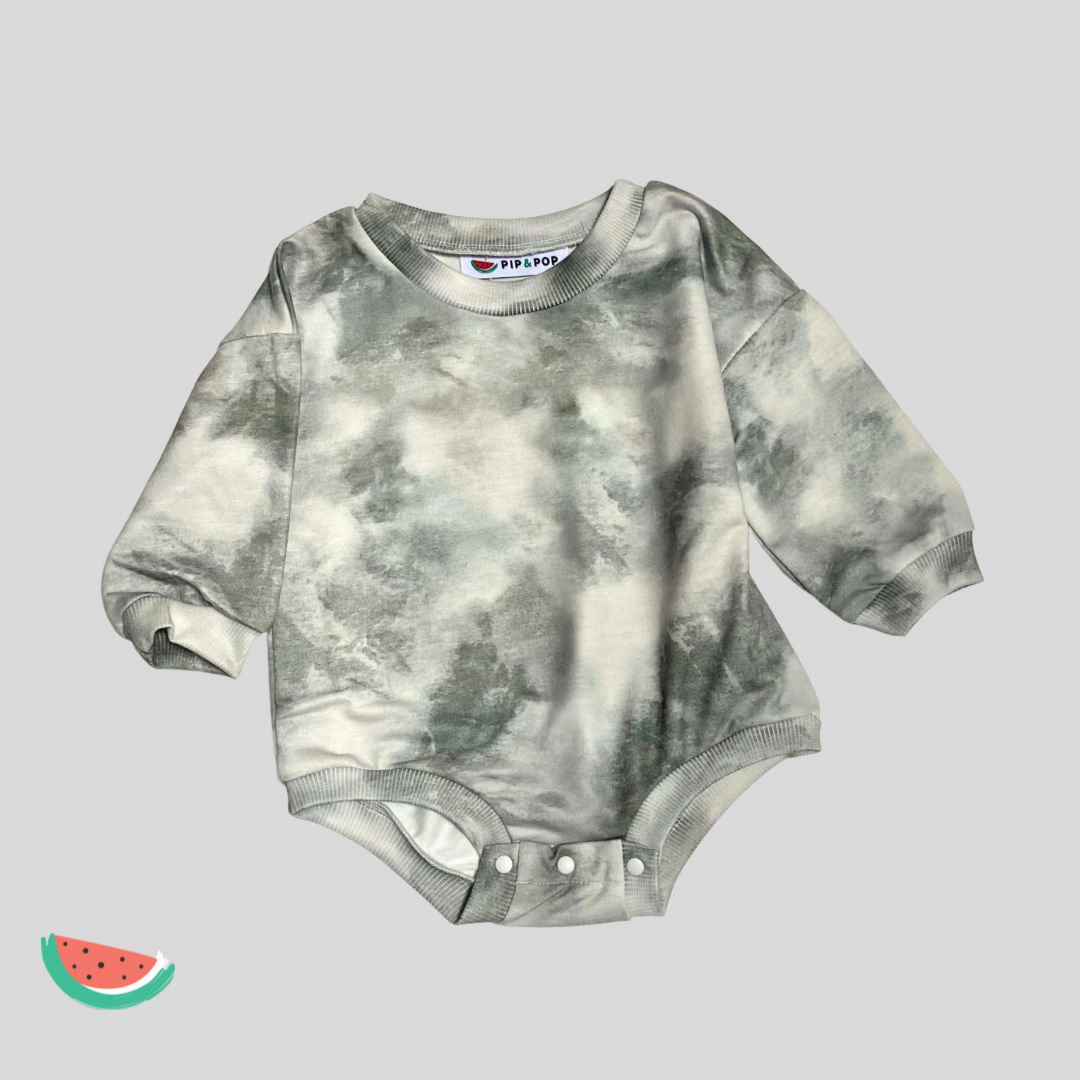 Green tie-dye oversize babygrow