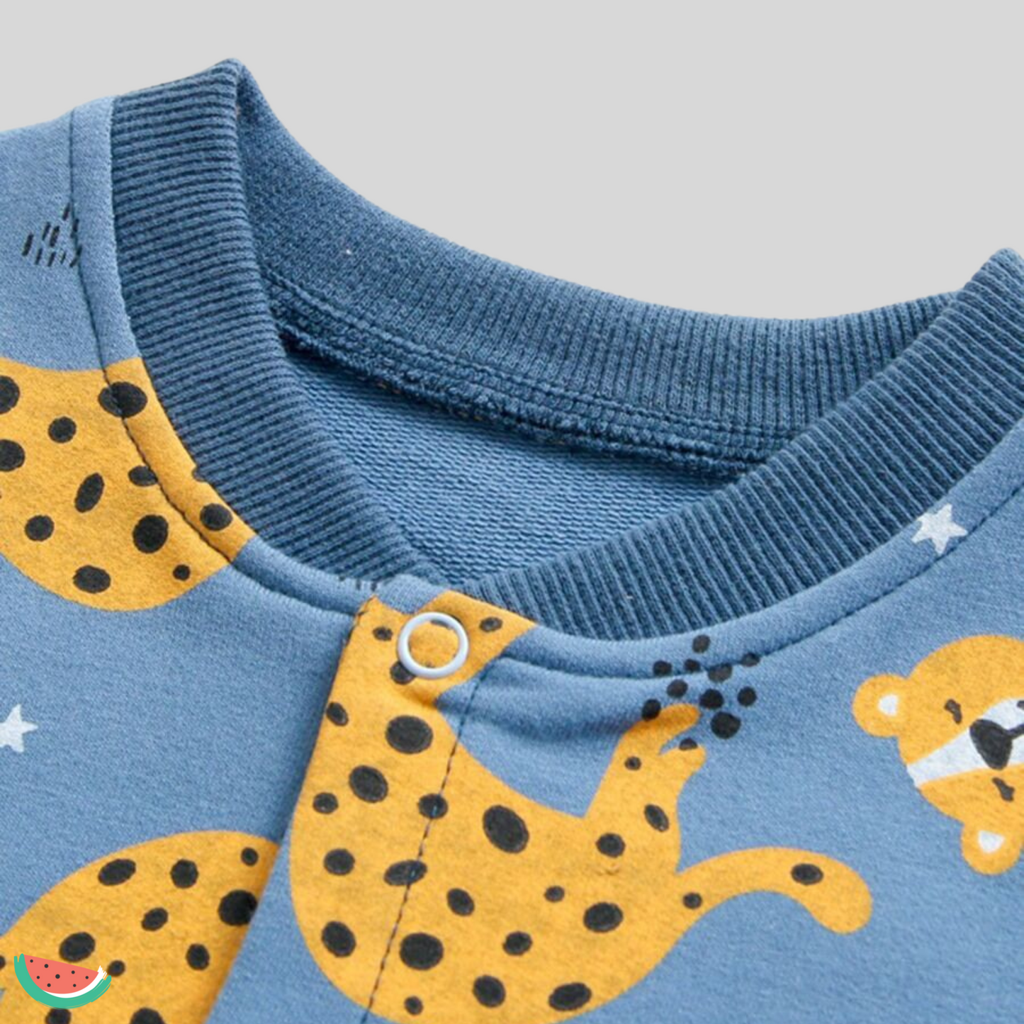 Blue with Leopard Babygrow