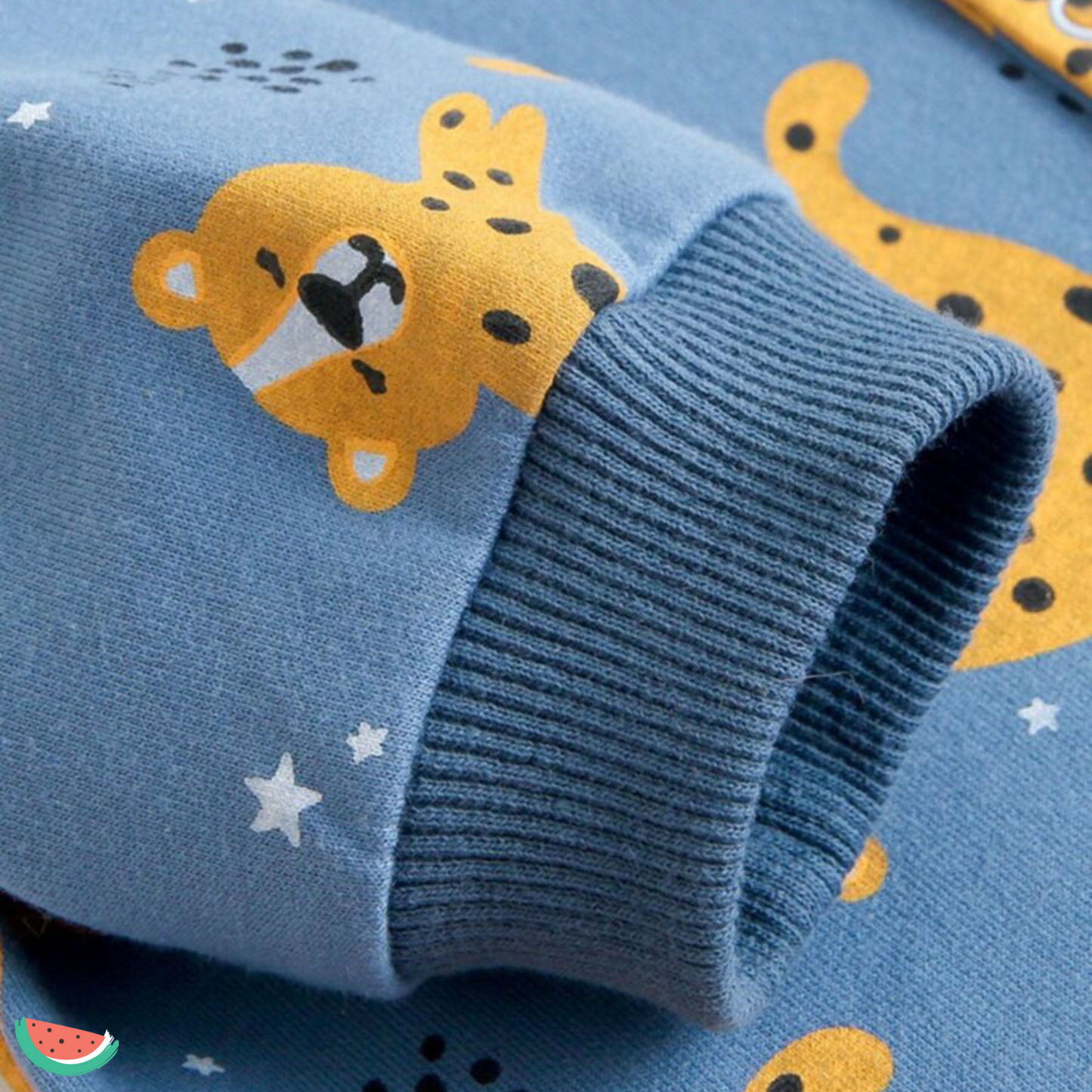 Blue with Leopard Babygrow