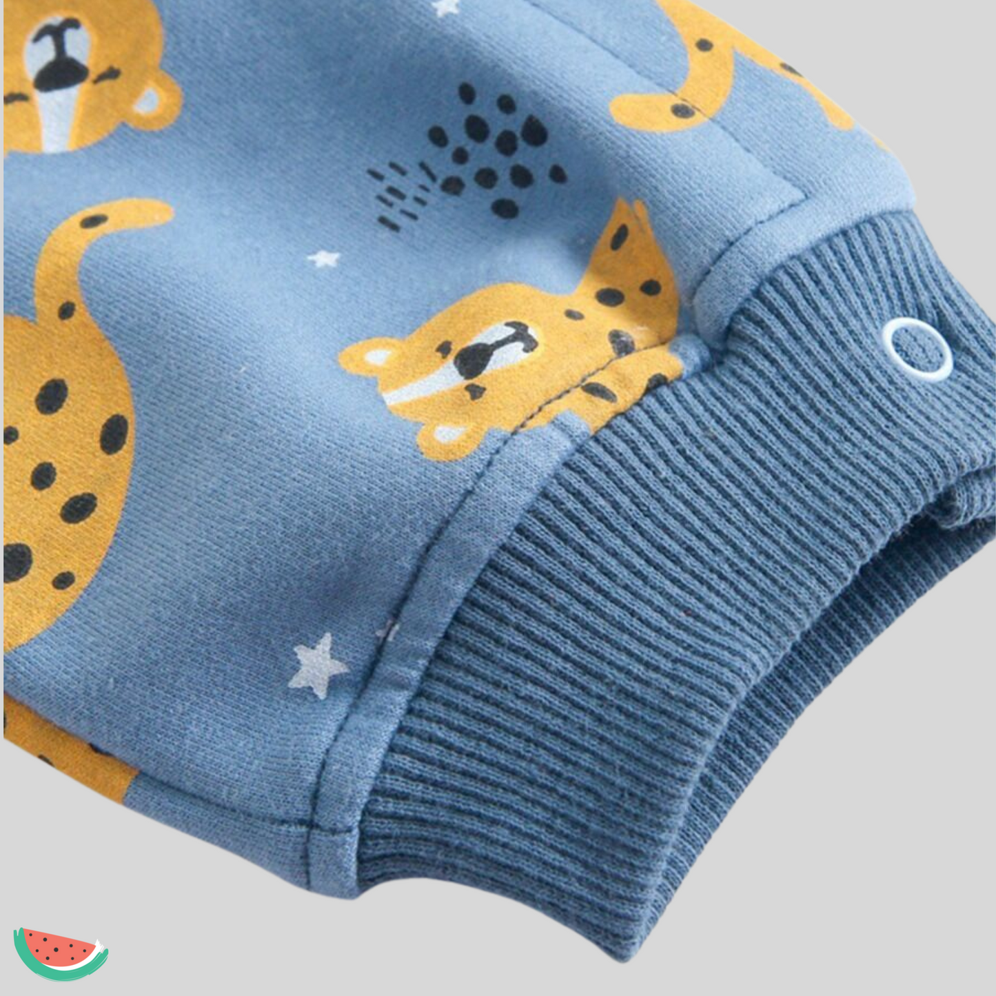 Blue with Leopard Babygrow