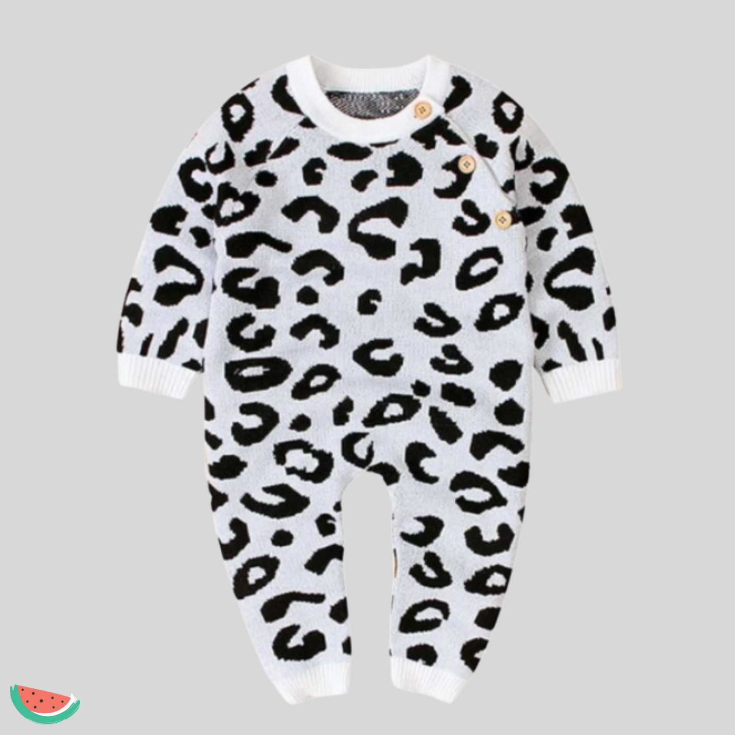 Leopard Print Knitted Babygrow