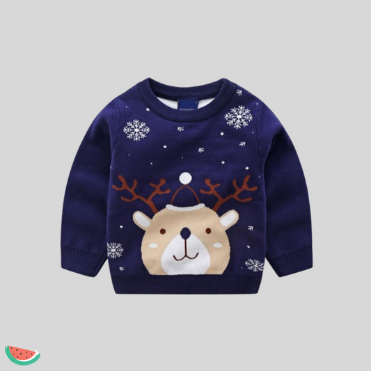 Christmas Reinbear Elbow Patch Jumper